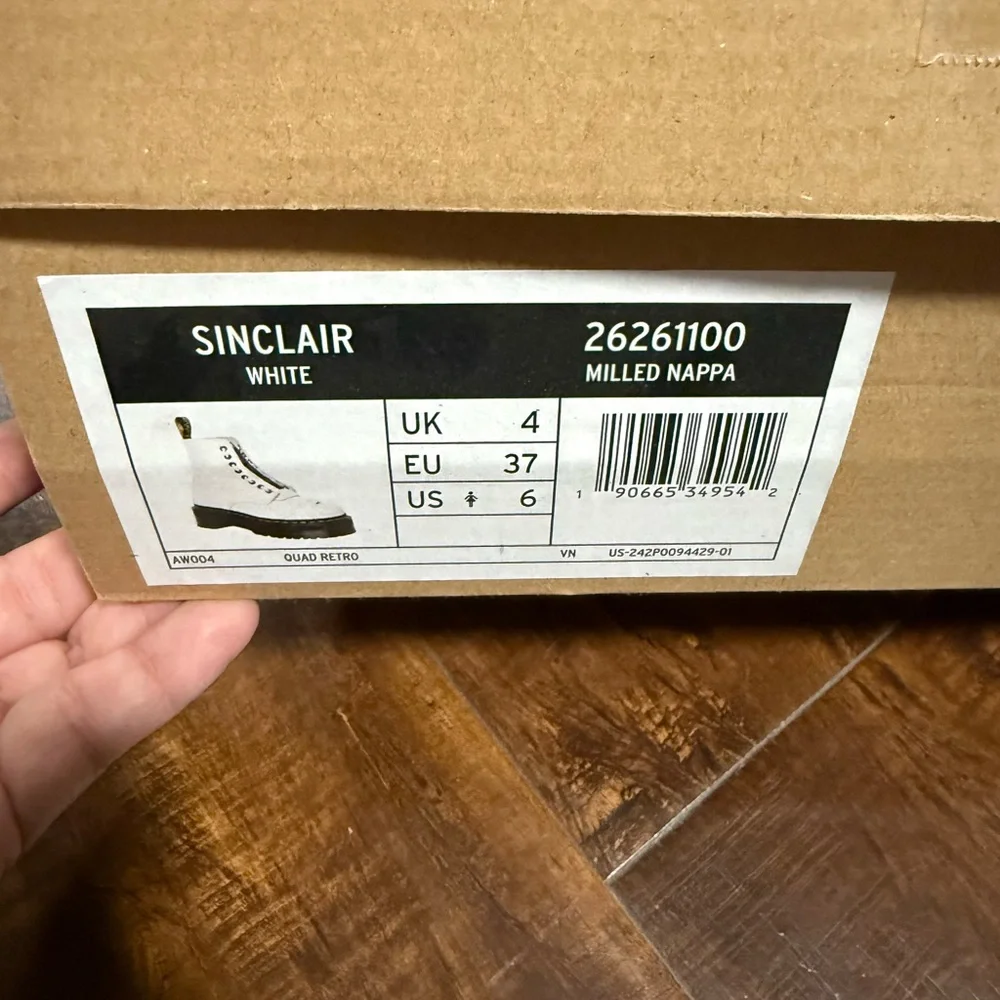 Dr. Martens Sinclair White Milled Nappa Combat Moto Boots - Picture 7 of 7